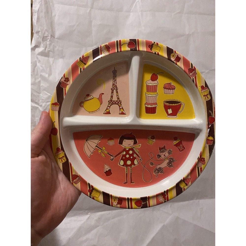 SugarBooger Divided Section Plate in the "Cupcake" pattern